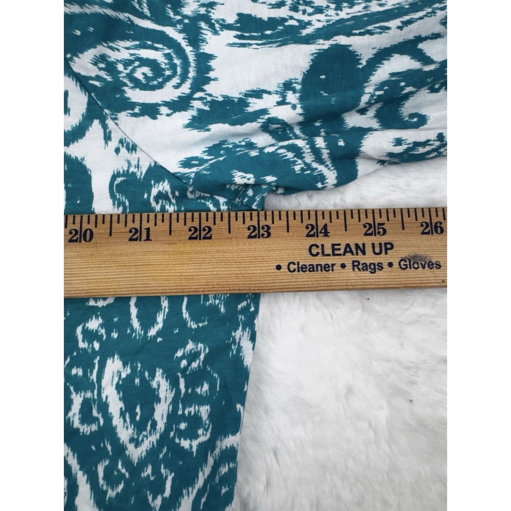 LRL Lauren Ralph Lauren Popover Tunic Top Teal White Paisley 100% Cotton Size 1X - Picture 7 of 12
